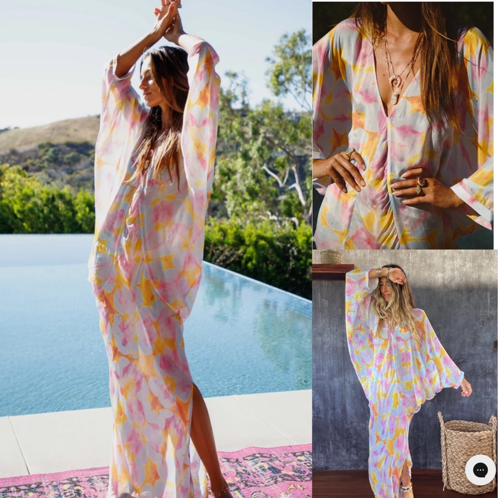 NEW Jen’s Pirate Booty Kingdom Kaftan Glamorous Batwing Swim Cover-Up Maxi Dress - Picture 2 of 14